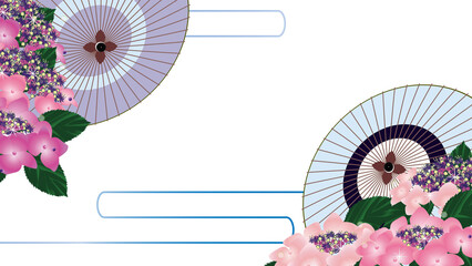 紫陽花と番傘の紫陽花と番傘の和風の背景和風の背景