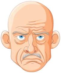 Fototapete Rund Vector illustration of a bald, frowning elderly man © GraphicsRF