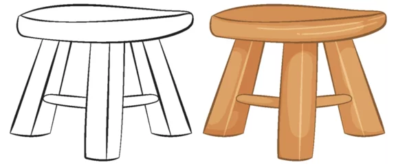 Gordijnen Vector illustration of a basic wooden stool. © GraphicsRF