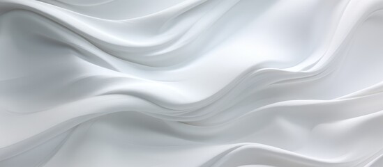 A closeup of a white cloth with fluid wave patterns in shades of grey resembling wind waves on water. The design includes hints of electric blue, creating a captivating art piece