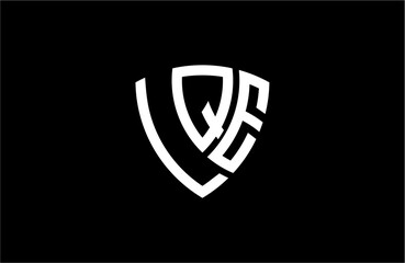 LQE creative letter shield logo design vector icon illustration