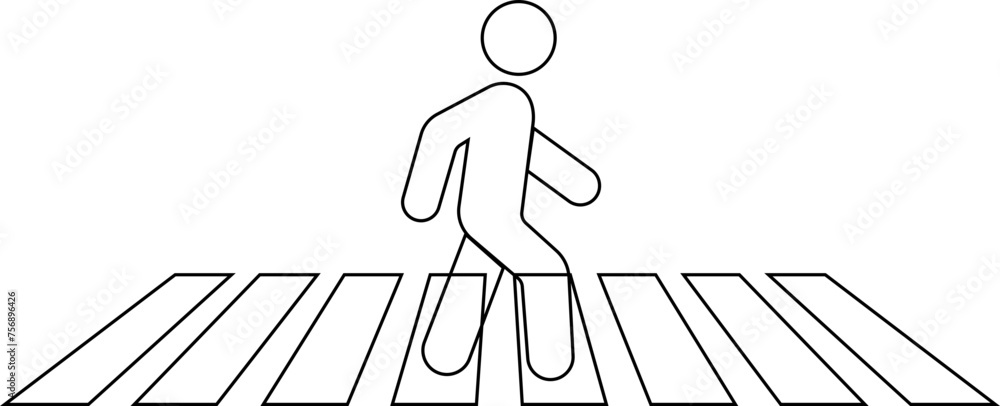 Poster pedestrian crossing icon in line style with editable stock. crosswalk symbol. zebra crossing vector 