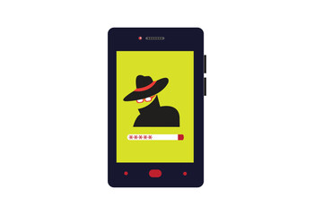 Mobile phone security protection and privacy or data issues concept. Editable Clip Art.