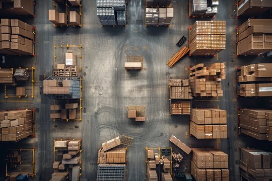 logistic warehouse, top view