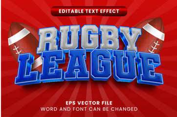 Rugby league competition 3d editable text effect. American football sport text style © yustika