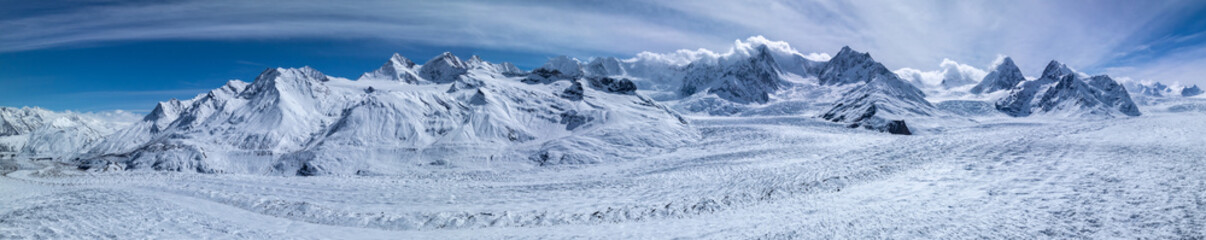 Fototapeta premium Aerial view of glacier landscape in Tibet, China