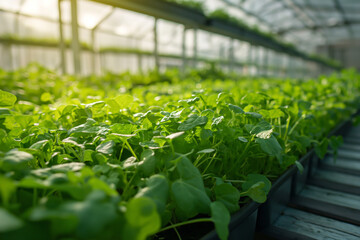 A person tending to plants in a greenhouse
Lettuce growing fresh in a greenhouse garden, surrounded by vibrant green leaves, embodying the essence of organic agriculture and healthy eating