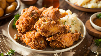 Delicious Golden Brown Fried Chicken, Generative AI