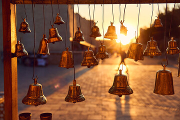 Bronze and golden bells in Bukhara