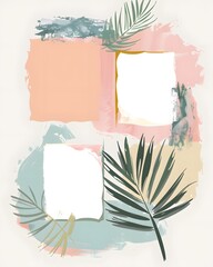 Abstract watercolor frame background vector. leaves and nature watercolor brush strokes. Vector illustration.