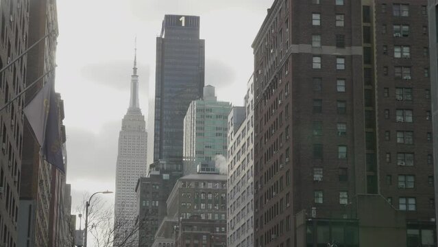 New York City's Empire State Building on an overcast morning