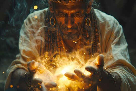 A mystical healer using energy manipulation to mend broken bones