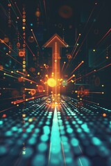 Obraz premium Graphic depiction of an arrow soaring upwards embodying growth money and bullish investment in a digital world