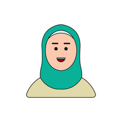 Muslim woman icon. Flat color design. Vector illustration. EPS 10