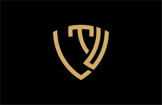 LTU creative letter shield logo design vector icon illustration