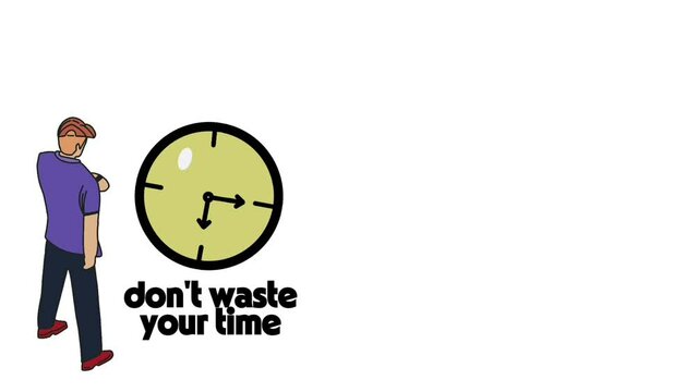 person holding clock.don't waste your time footage animation 