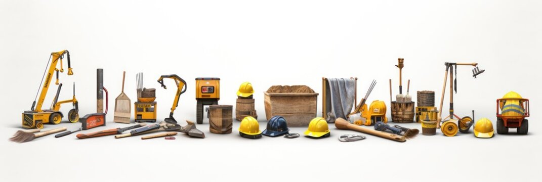 A Set of icons related to labor, construction, labor day, renovation. Vector illustration Editable rhythm.