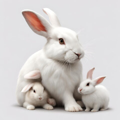 Obraz premium white rabbit on white background