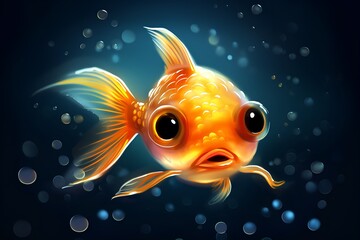 Goldfish. Vector illustration on a dark background. Gold fish.