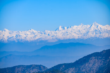 Very high peak of Nainital, India, the mountain range which is visible in this picture is Himalayan Range, Beauty of mountain at Nainital in Uttarakhand, India