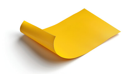 Office Yellow Paper Sticker with Bent Lower Left Corner, Blank Sticky Note for Office Reminders or Messages, Generative AI

