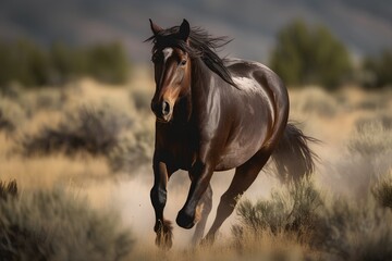 Wild Horse Stallion Stallion in the Utah Desert, USA.