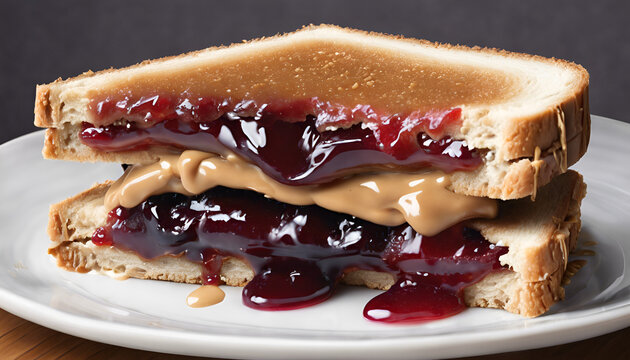 Tasty peanut butter and jelly sandwich