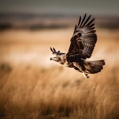 Common buzzard (Buteo buteo) in flight - obrazy, fototapety, plakaty
