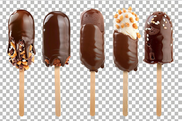 Obraz premium chocolate ice cream with different design on a transparent background