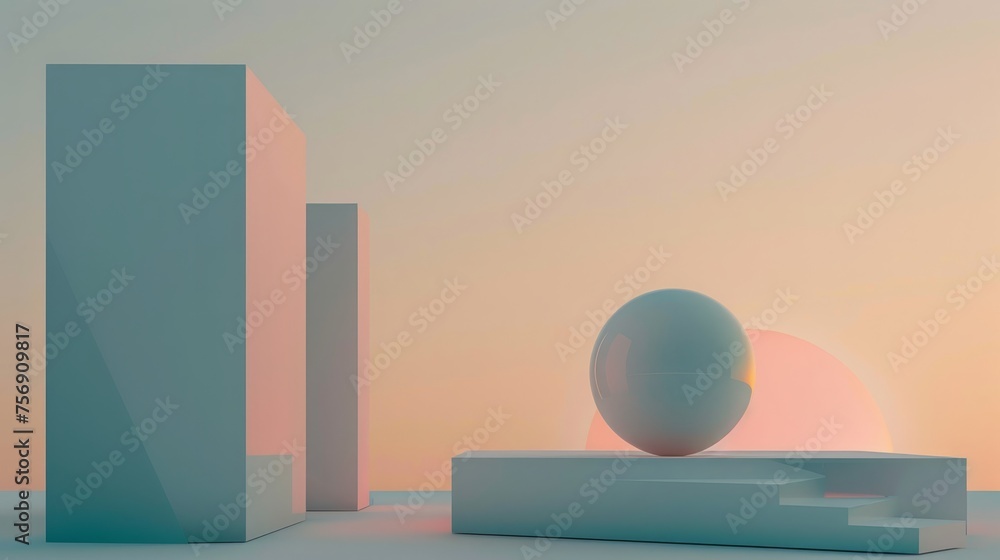Poster minimalist abstract composition with geometric shapes and subtle gradients