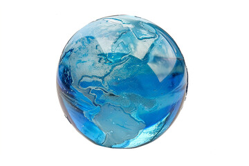 blue glass globe on a white background