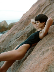Gorgeous Summer Goddess Posing in Sensual Swimwear on Paradise Beach