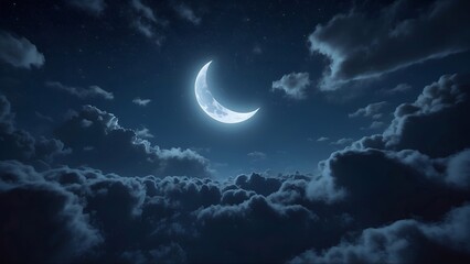 Obraz na płótnie Canvas Crescent moon over the clouds, beautiful sky view.