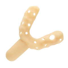 Dental individual tray isolated on white background. Plastic mold for teeth and implants.