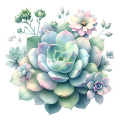 Watercolor Succulent Plant.A Miniature Desert Oasis in Your Home.
