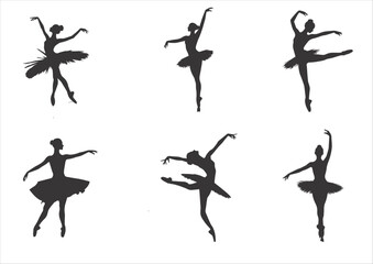 Set Dance girl ballet silhouettes