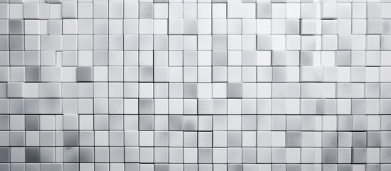 A composite material flooring with a grey rectangle pattern resembling a mosaic, creating symmetry. The facade features a font of wood and glass squares