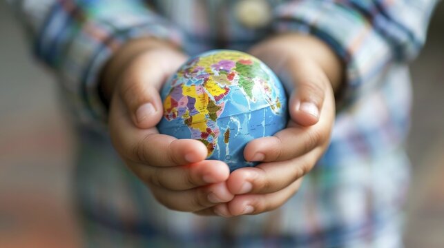 A symbolic toy globe held by a child embodies the global dedication needed for safeguarding children's rights against a unified setting.