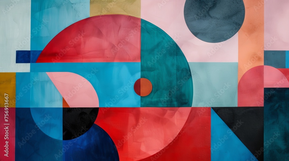 Poster harmonious abstract artwork of overlapping geometric shapes