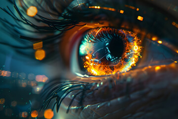 close up of futuristic augmented eye - future technology concept	