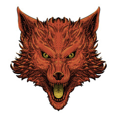 Orange Wolf Head 