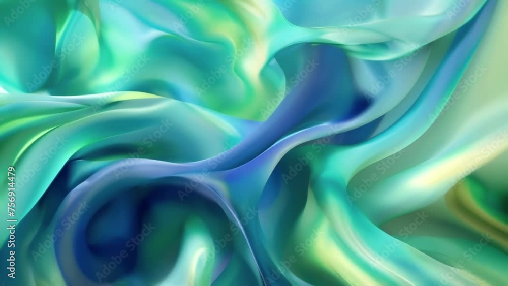 Poster a closeup of a colorchanging fabric in its initial state with a lush green hue that shifts to a deep