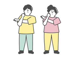 運動(ストレッチ)をする男女の介護士イラスト
