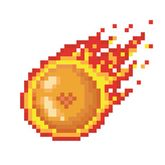 Ball of a heart on fire, anime pixel art