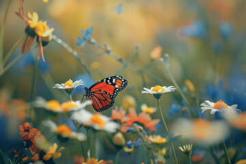 A field of wildflowers, every color imaginable. Butterflies flitting among petals, a sense of...