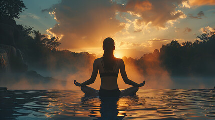 the person meditating in a yoga pose, generative Ai