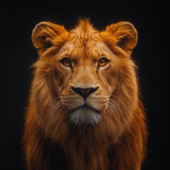 Lion Portrait - Majestic King of the Wildlife with White Mane on White Background