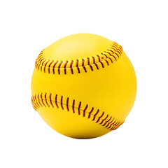 Fluorescent neon yellow softball isolated on white and transparent background