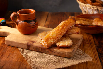Campechanas. Traditional Mexican sweet bread, crispy and flattened in shape, similar to puff pastry, made with wheat flour, sugar, salt and lard or vegetable shortening.