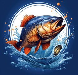 Fishing logo design template illustration . Sport fishing Logo